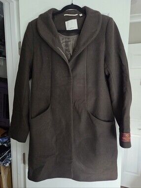 Wilfred Dark Olive Green Wool-Blend Hooded Pea Coat